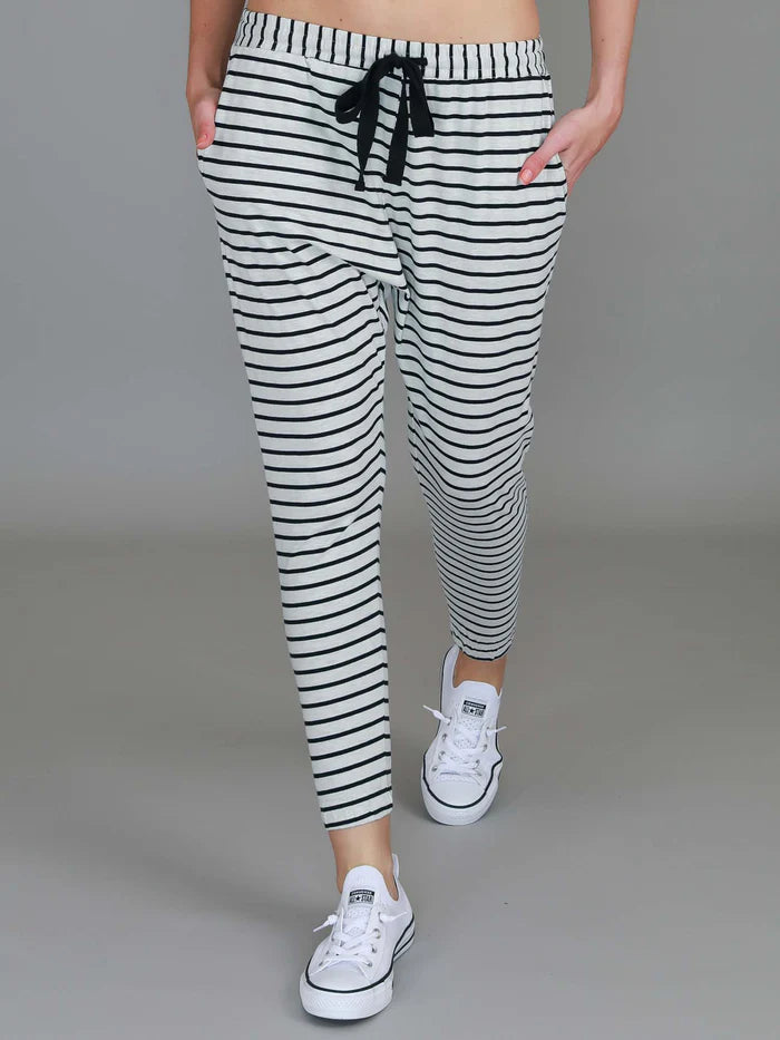 Bondi Jogger - White Marle Stripe