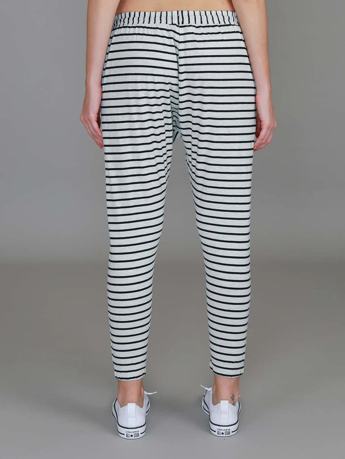 Bondi Jogger - White Marle Stripe