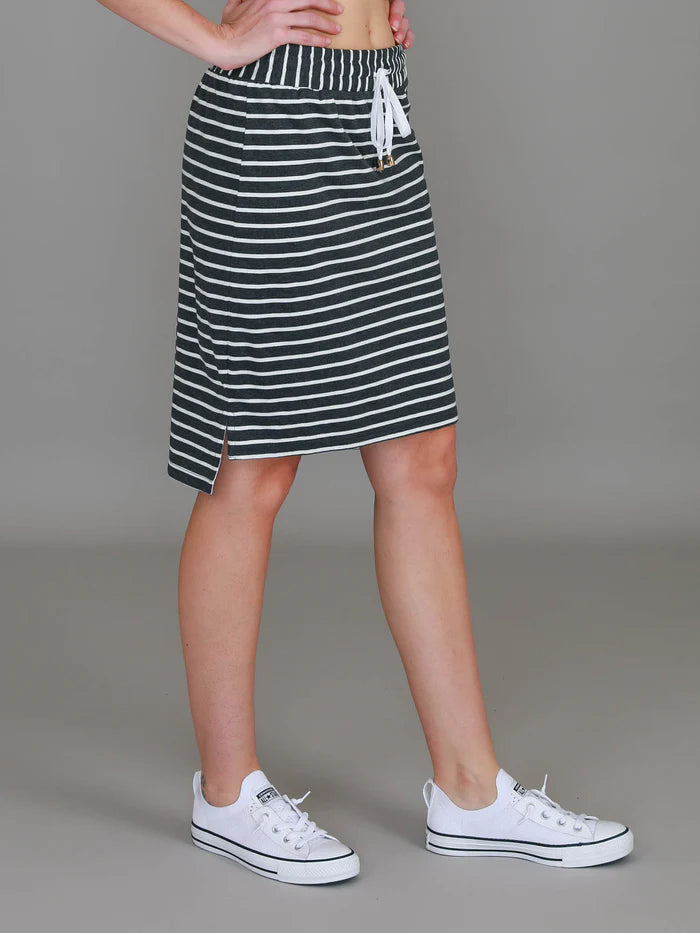 Alice Skirt - Charcoal Stripe