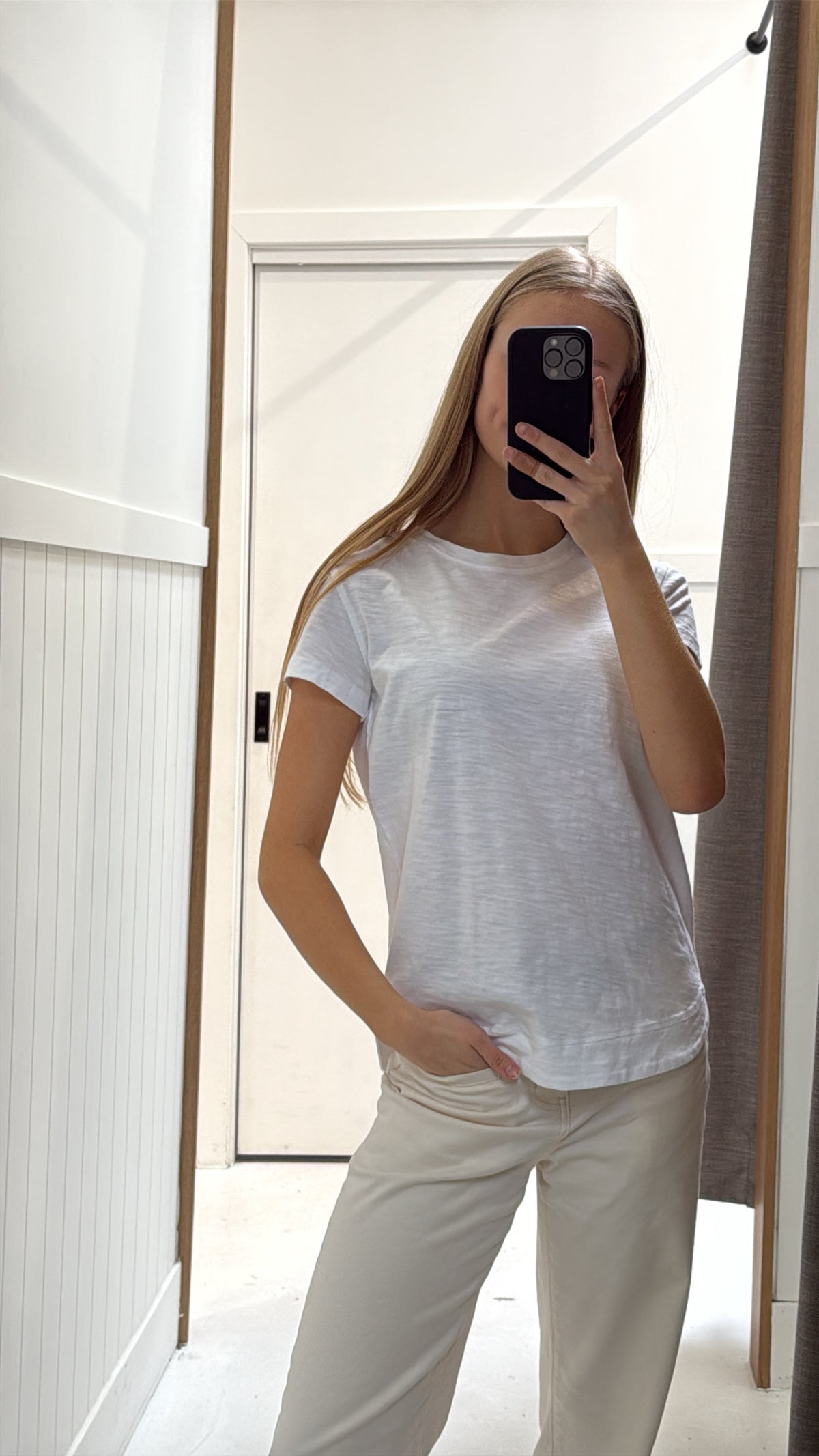 Cotton Shaped Hem Tee - White