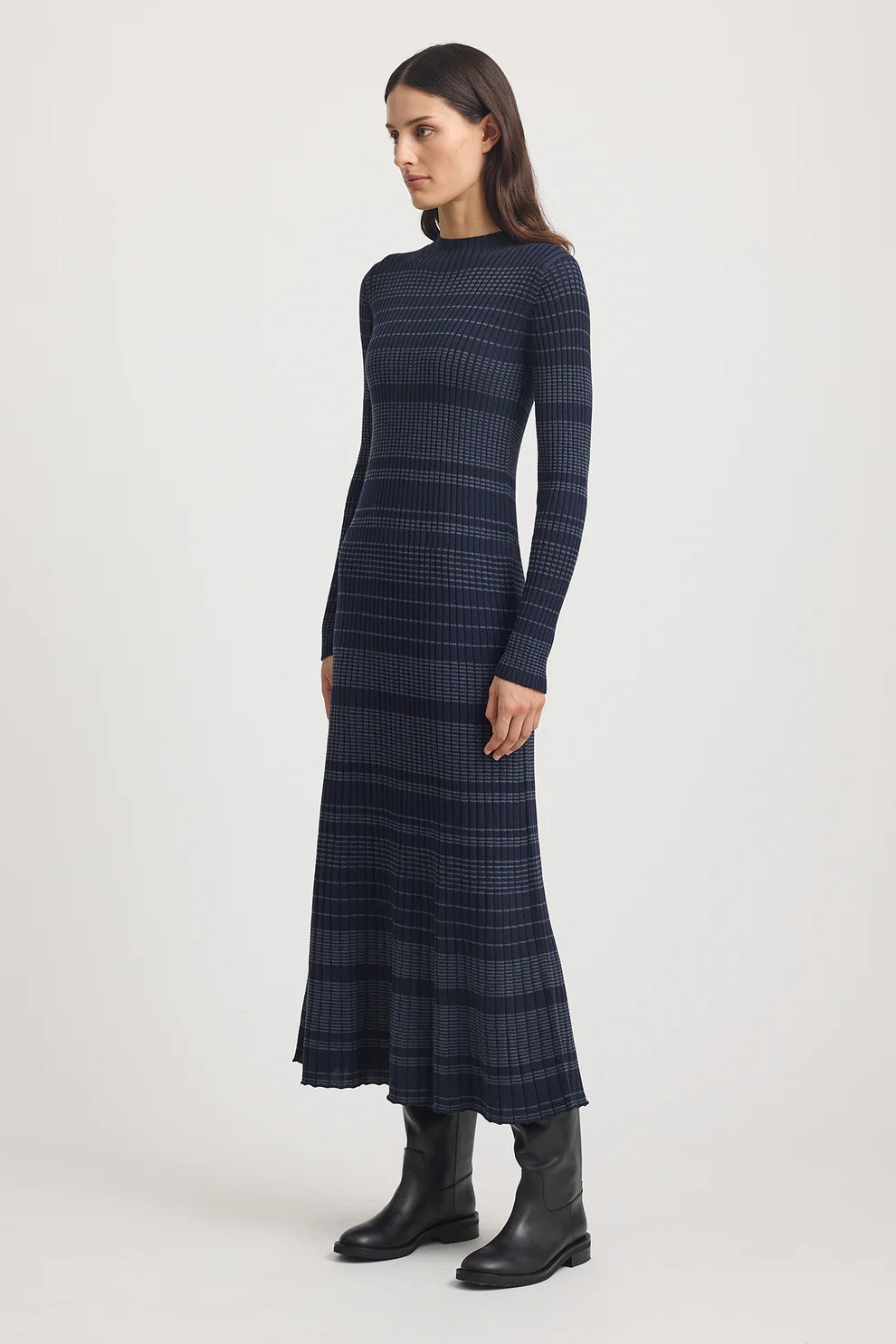 Gradient Stripe Dress - French Navy