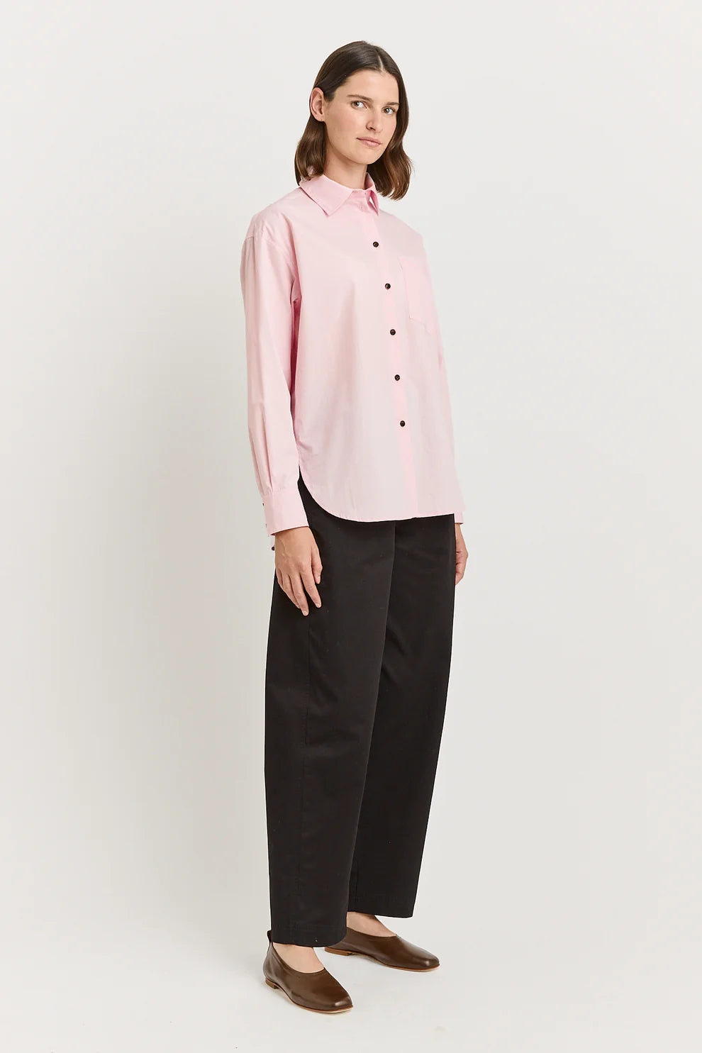 Curved hem cotton shirt