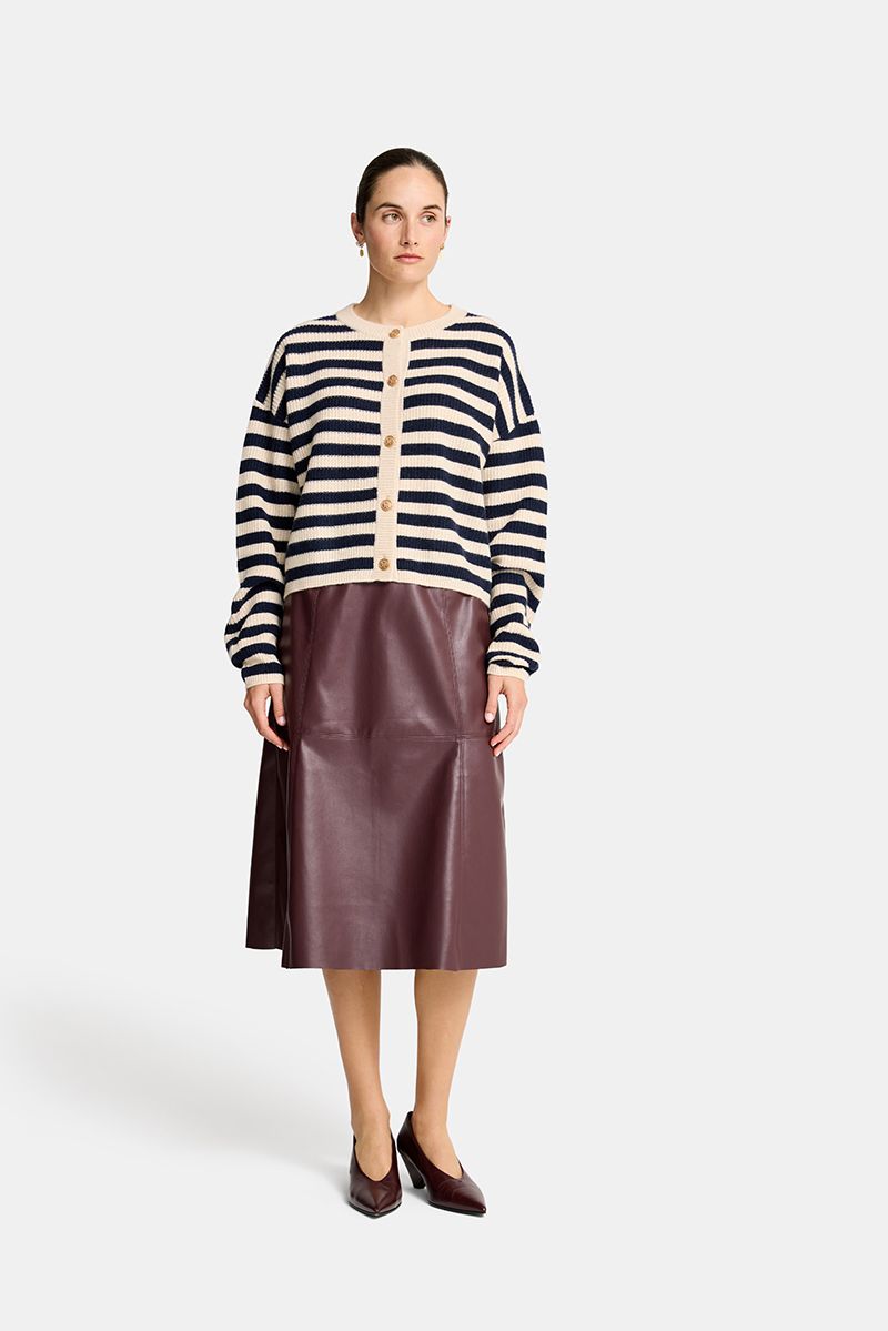 Becky Stripe Cardi - Cream/Navy