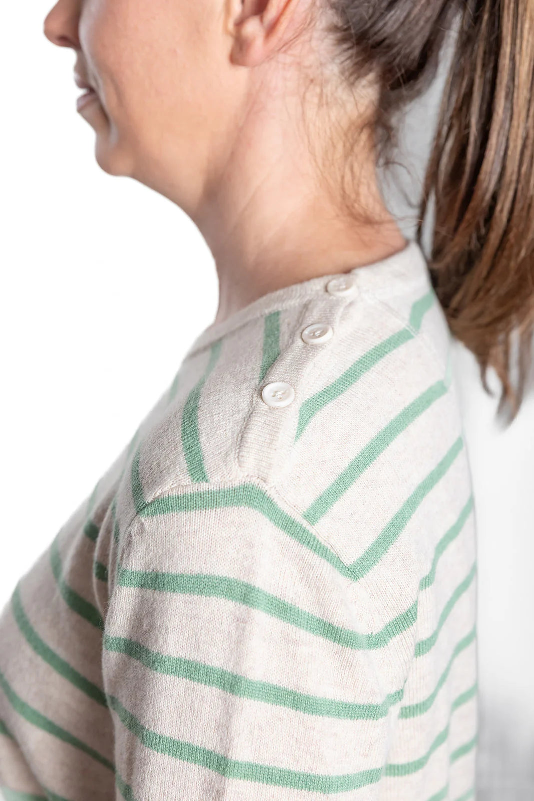 Breton Jumper - Oatmeal/Mint Green