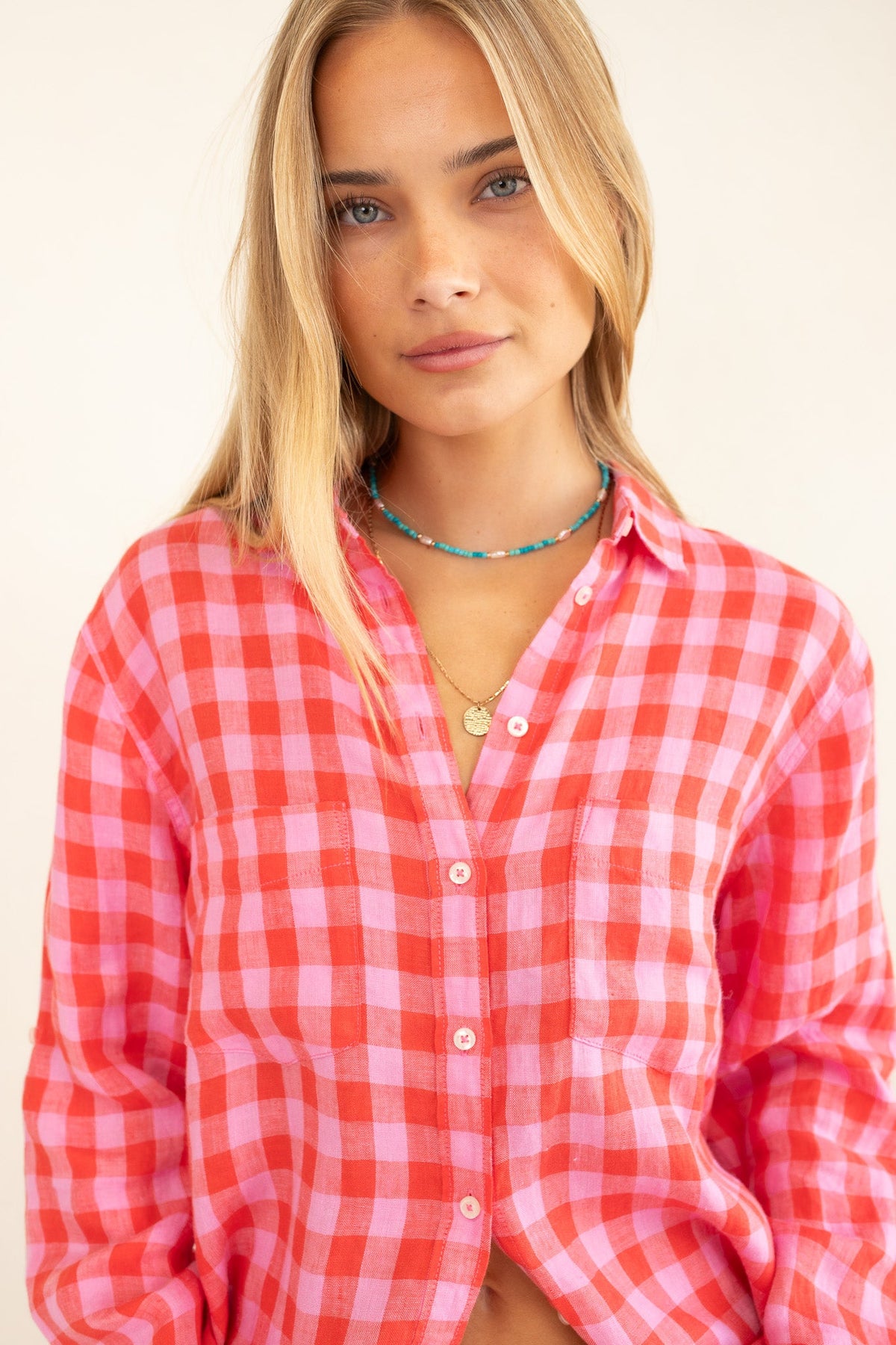 Boyfriend Linen Shirt - Check Me Out