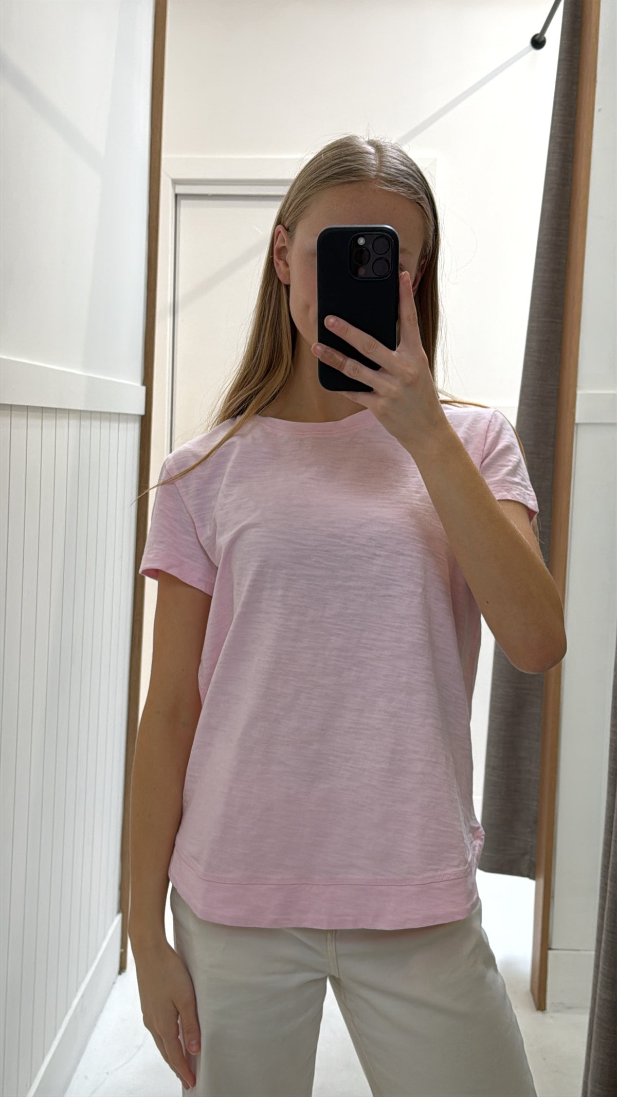 Cotton Shaped Hem Tee - Pink Touch