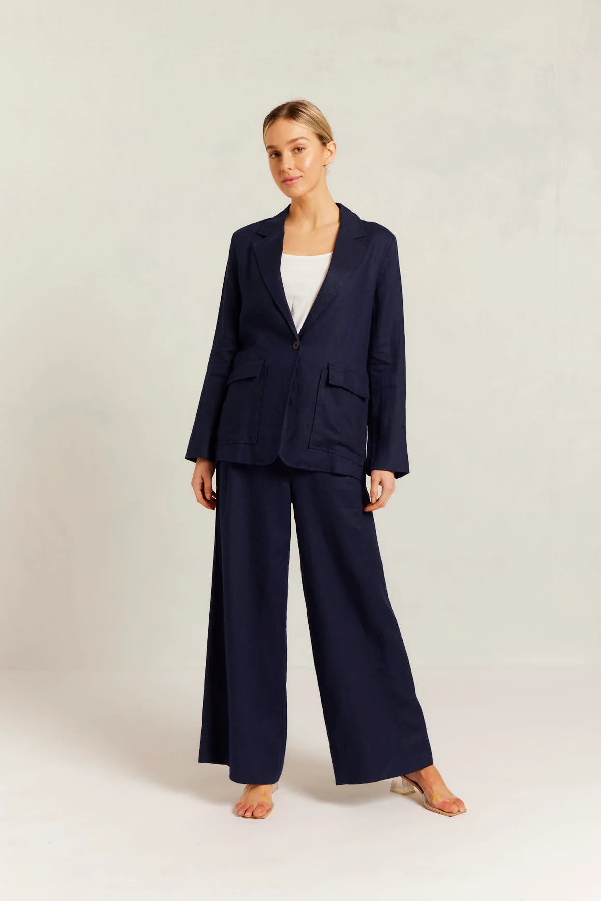 Devon Linen Blazer - Navy