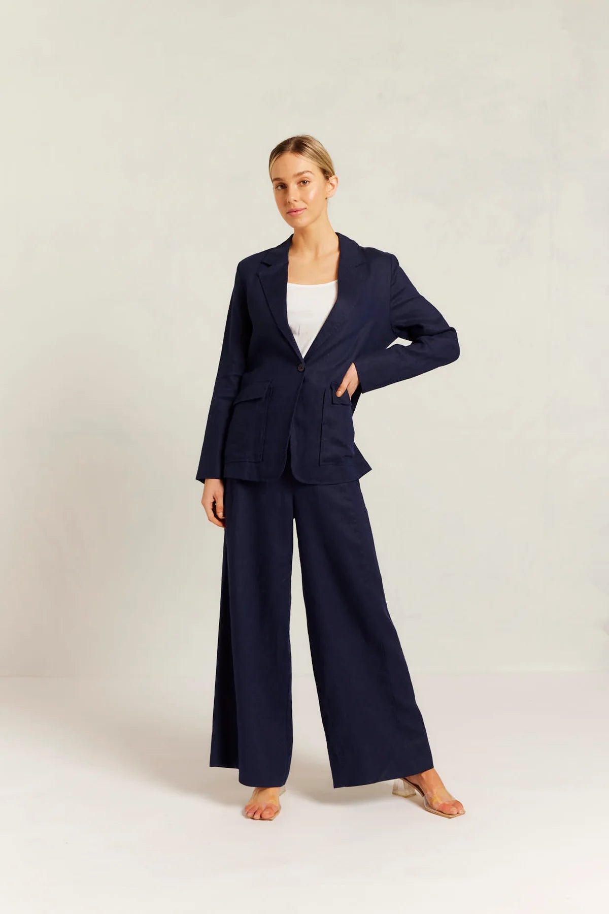 Devon Linen Blazer - Navy