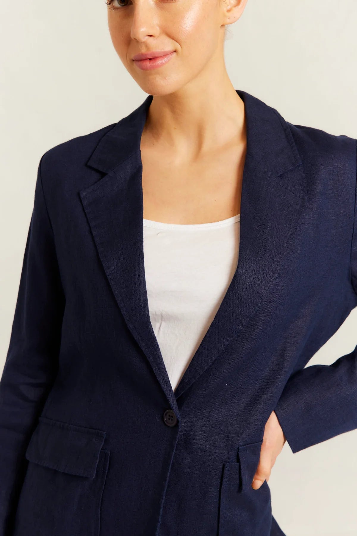 Devon Linen Blazer - Navy
