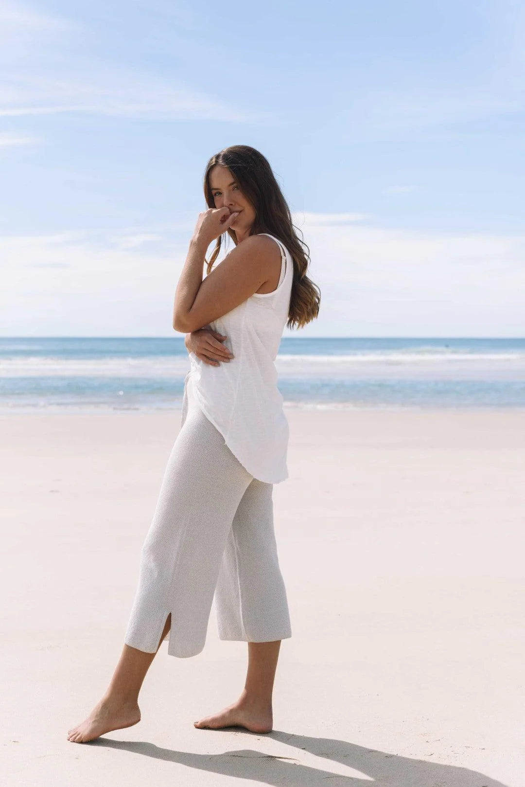 Shoreline Fine Slub Singlet - Salt