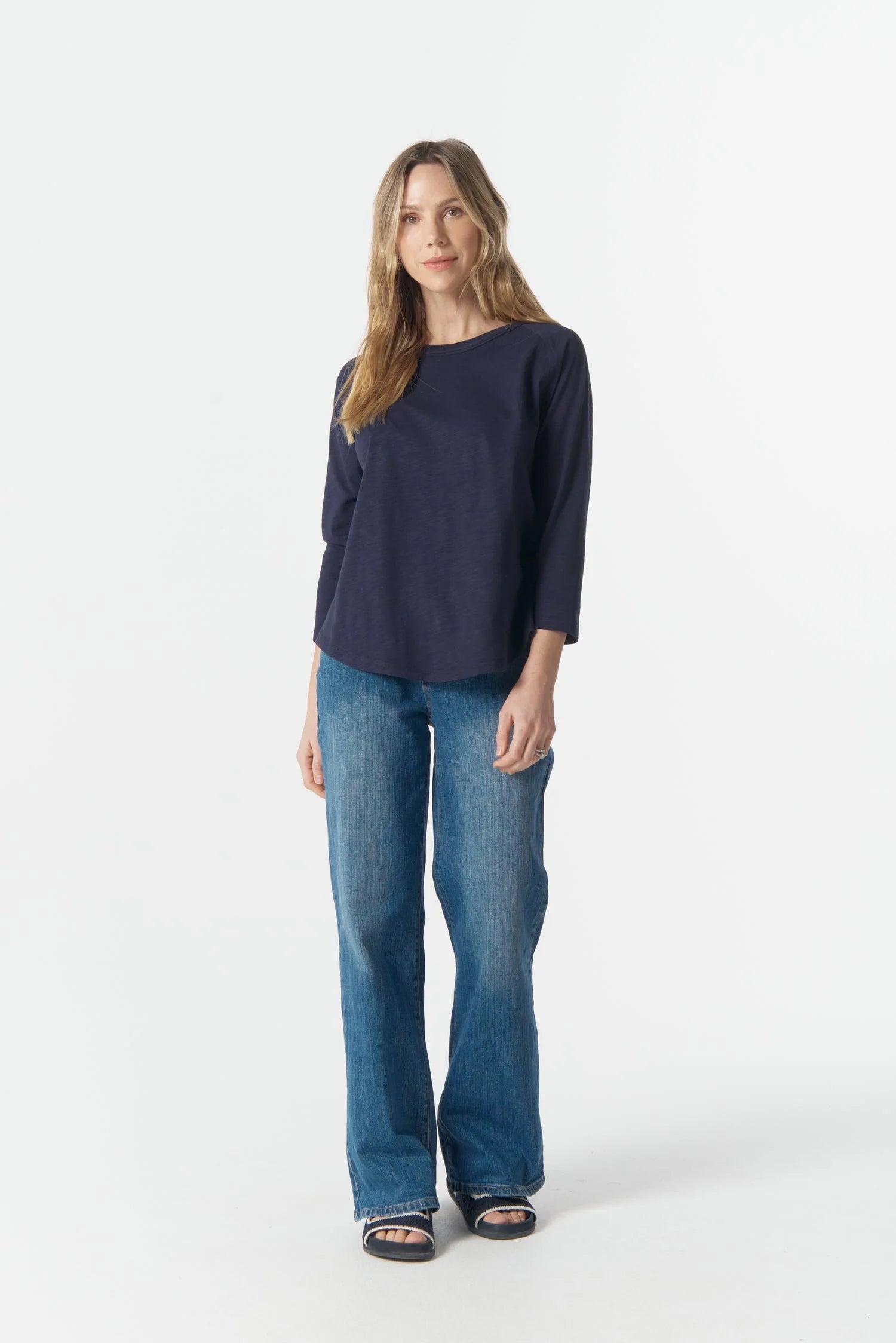 Raglan 3/4 Sleeve Tee -Parisian Navy