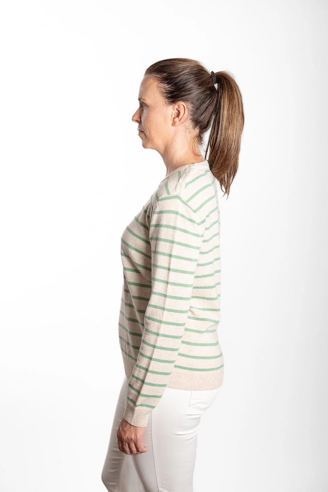 Breton Jumper - Oatmeal/Mint Green