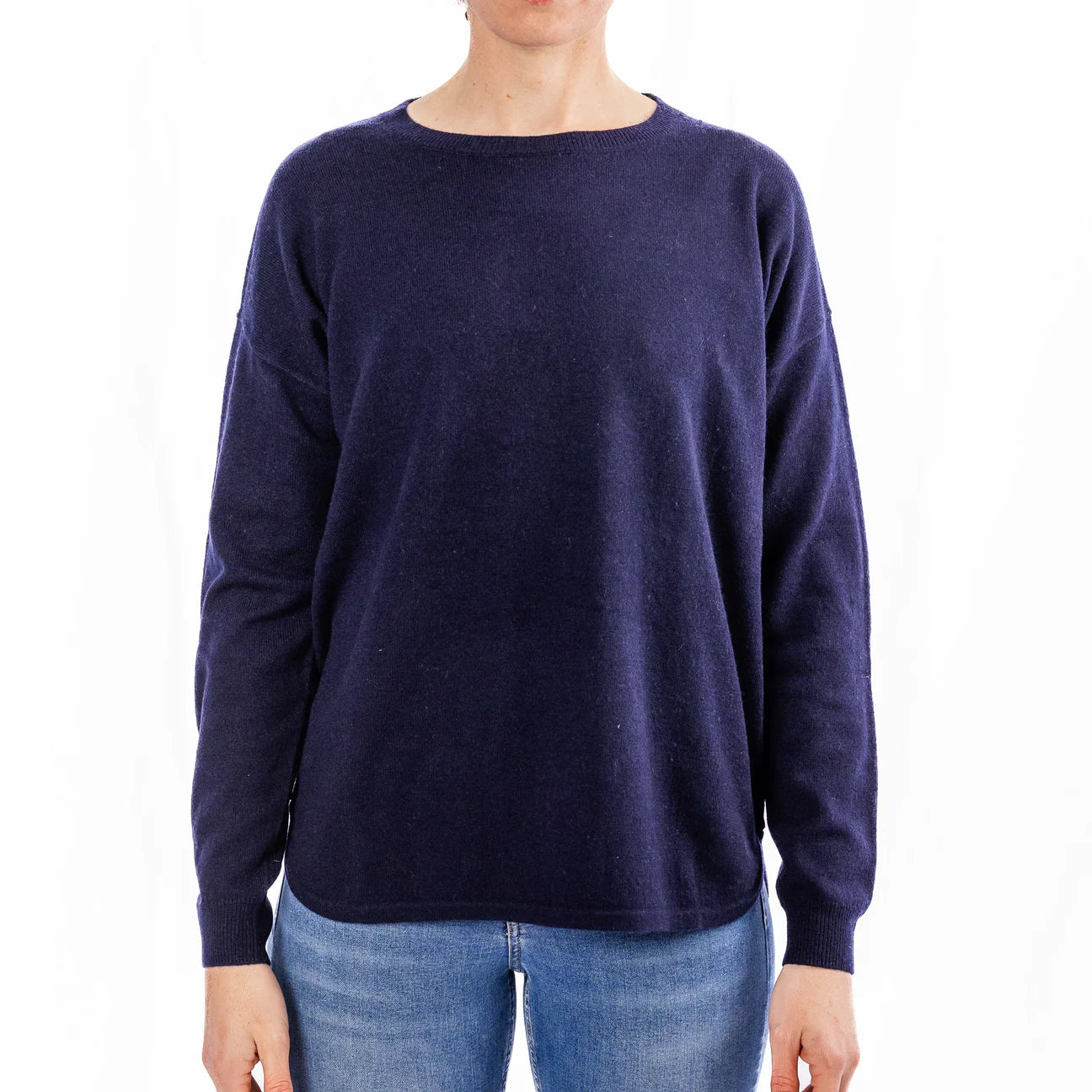 Swing Crew Knit w Blue/White stripe Patch - Navy