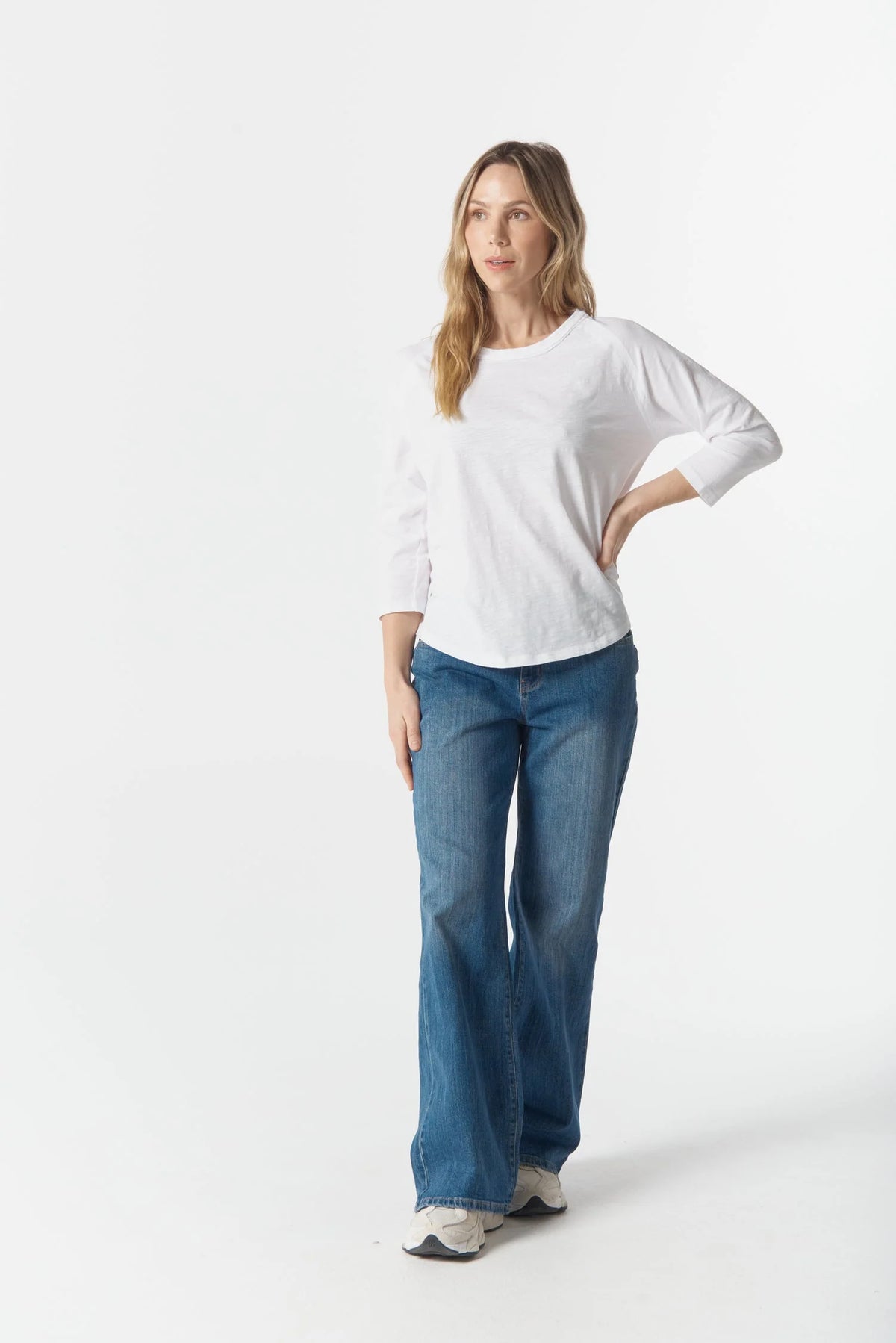 Raglan 3/4 Sleeve Tee - White