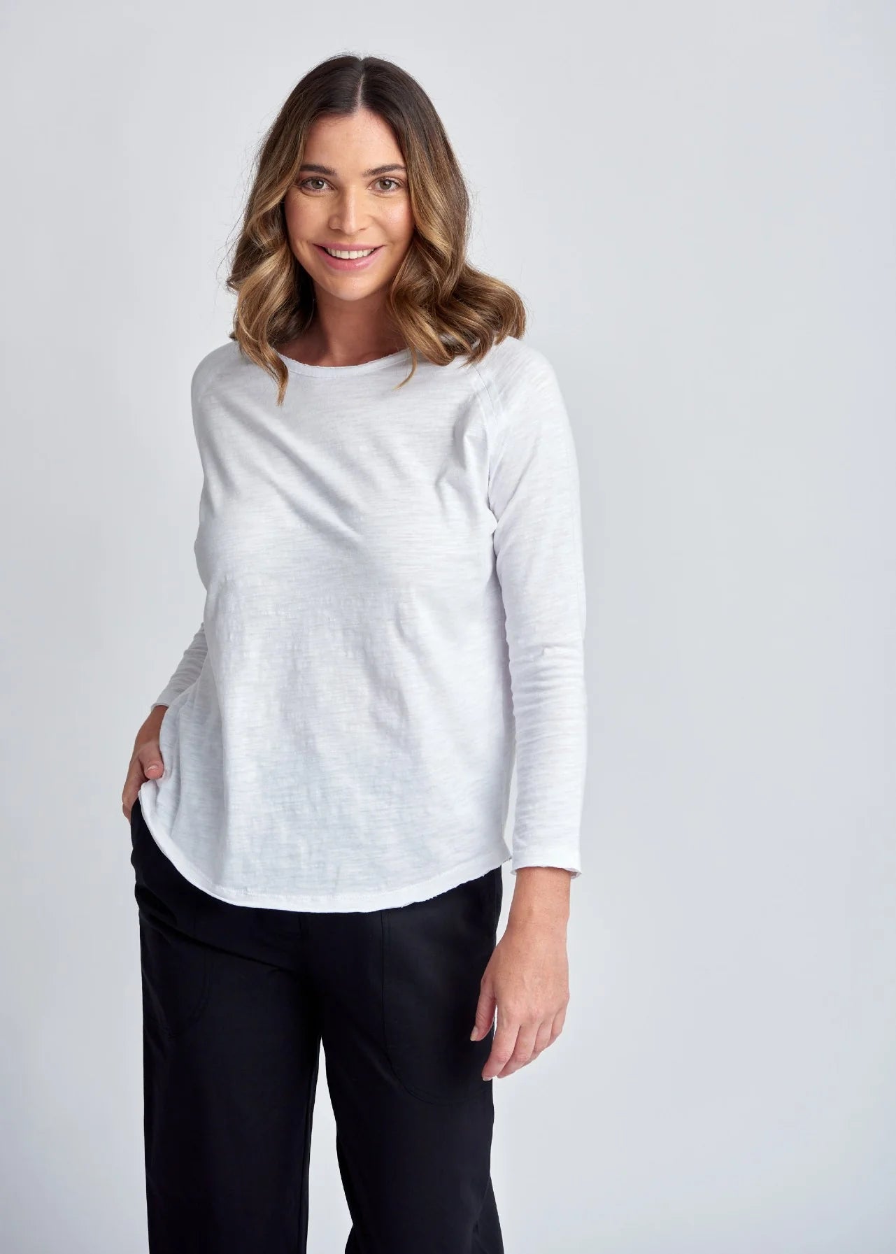 Raglan 3/4 Sleeve Tee - White