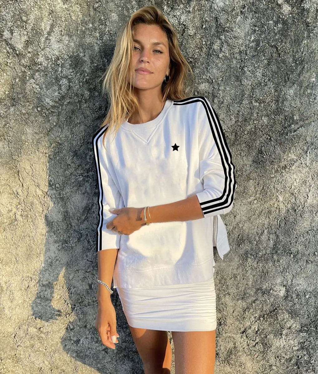 Arm Stripe Sweatshirt - White/Black Stripe
