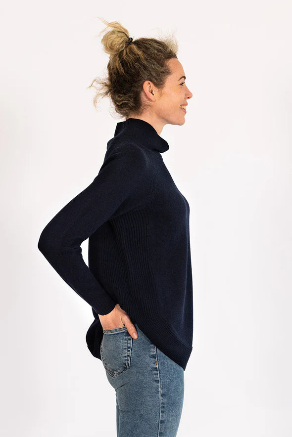 Funnel Neck Jumper - Navy