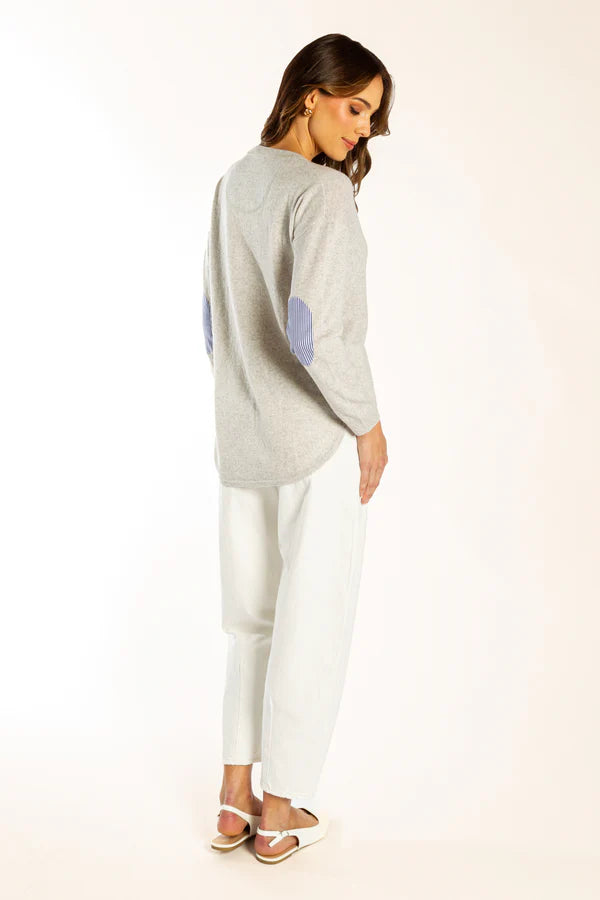 Swing w Blue &amp; White Stripe Patch - Grey