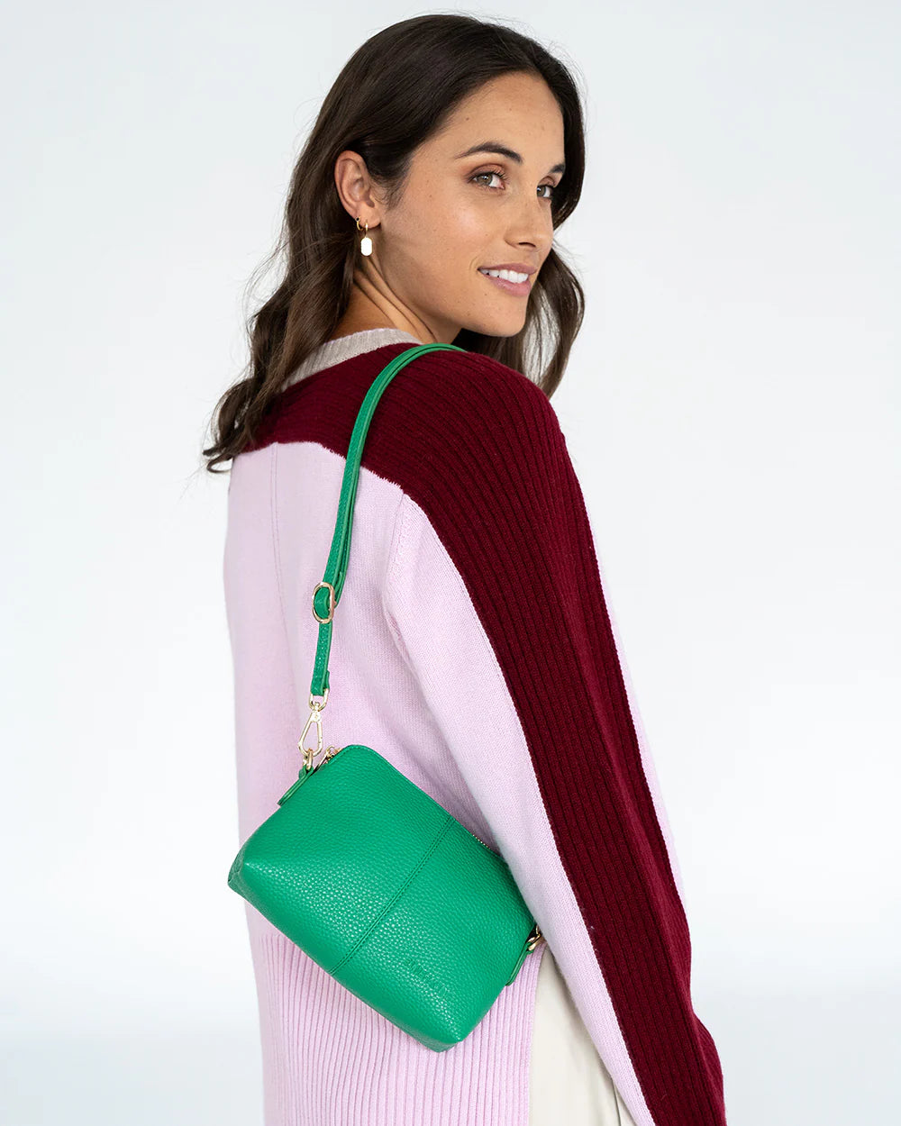 Burbank Crossbody - Green Pebble