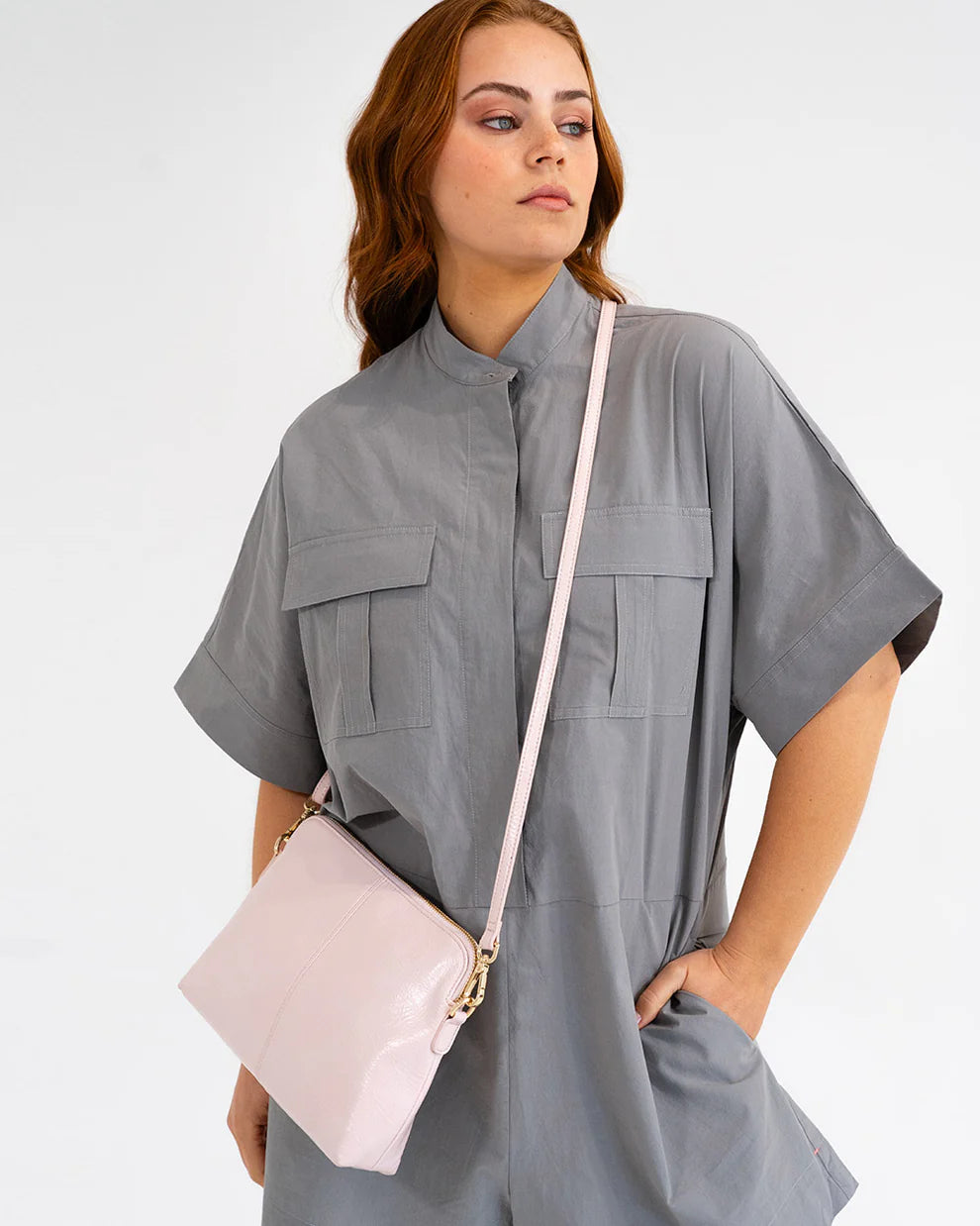 Large Burbank Crossbody - Blush Crinkle