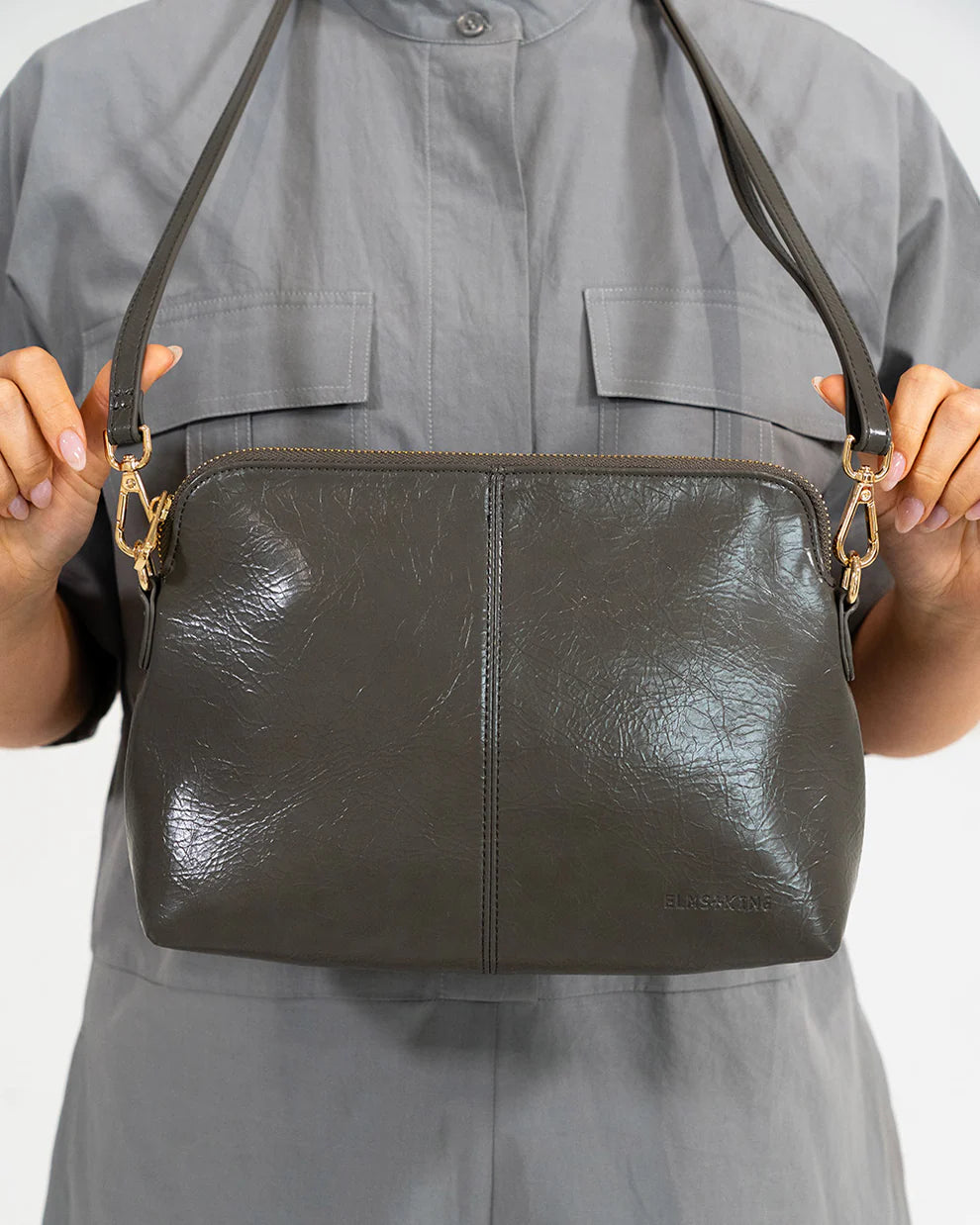 Large Burbank Crossbody - Khaki Crinkle