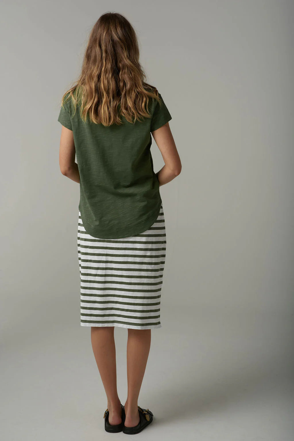 Cotton Shaped Hem Tee - Fairway Green