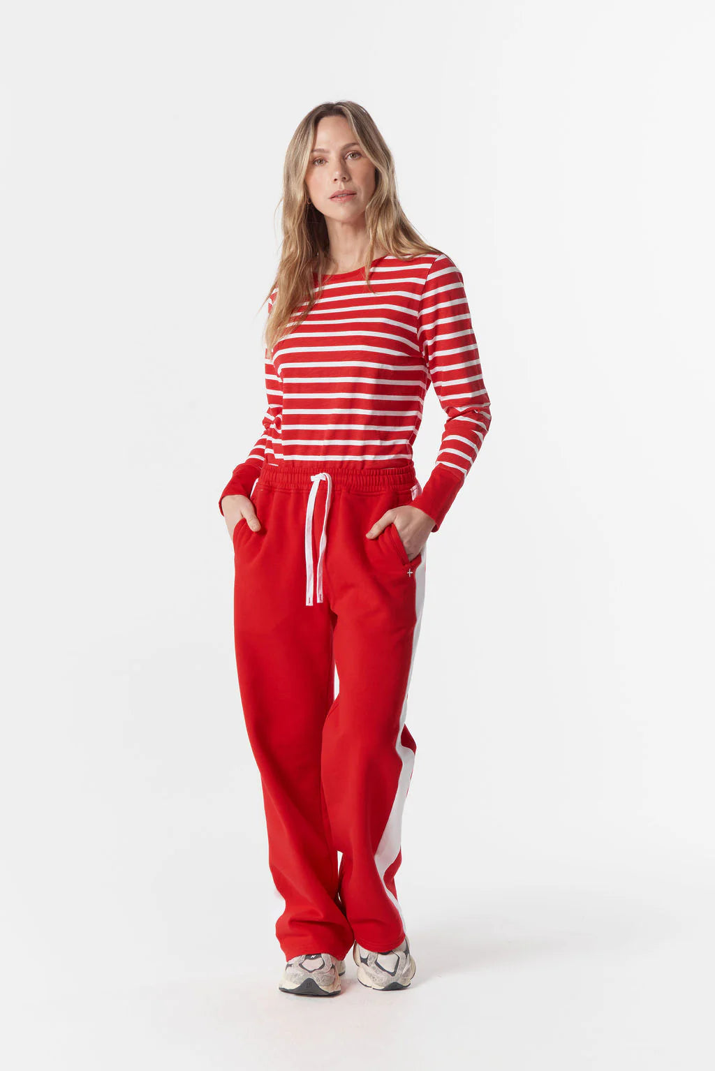 Track Stripe Trackie - Salsa/White