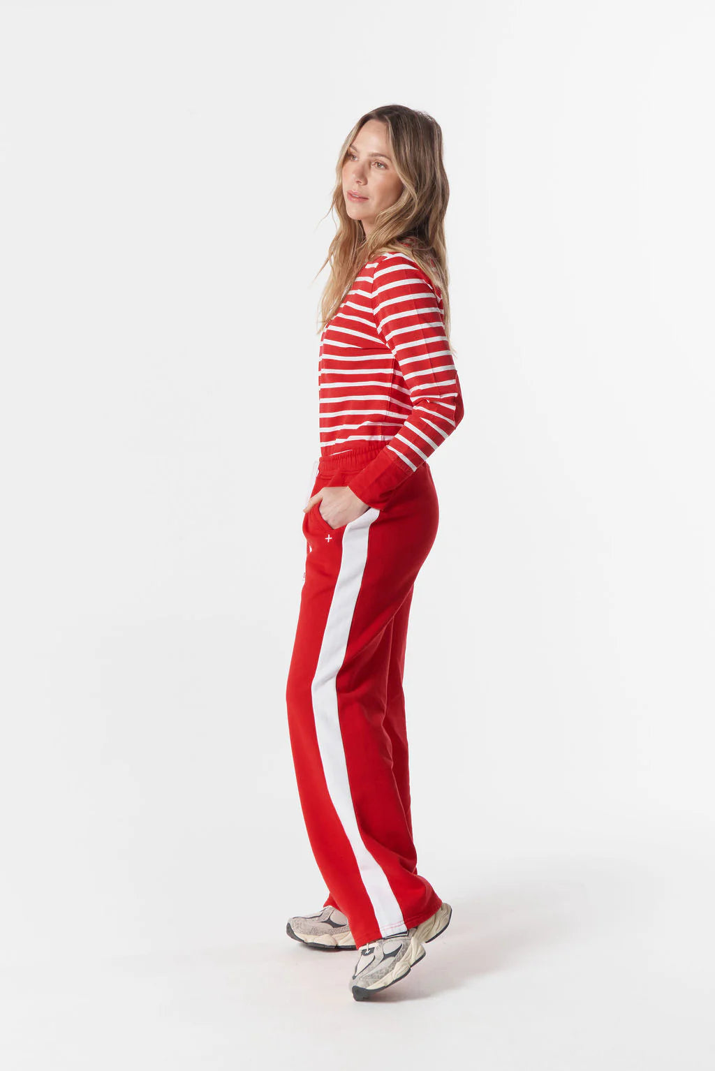 Track Stripe Trackie - Salsa/White