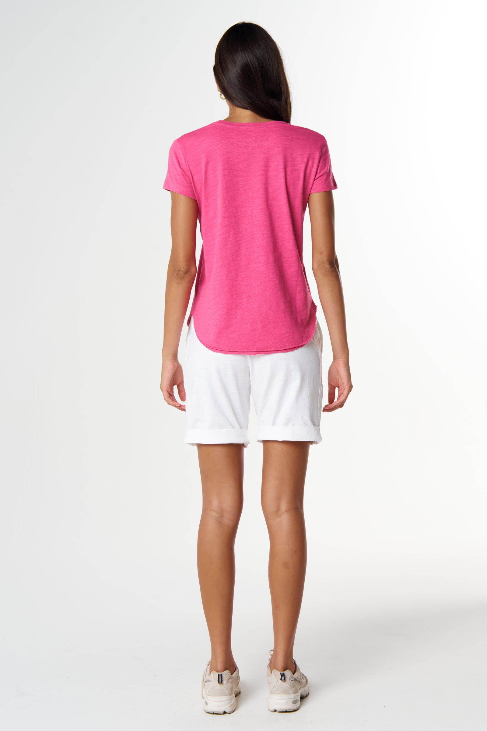 Cotton Shaped Hem Tee - Rose