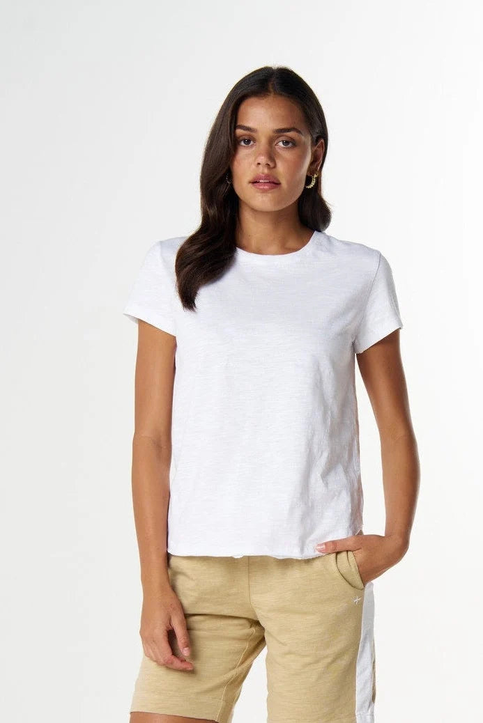 Cotton Shaped Hem Tee - White