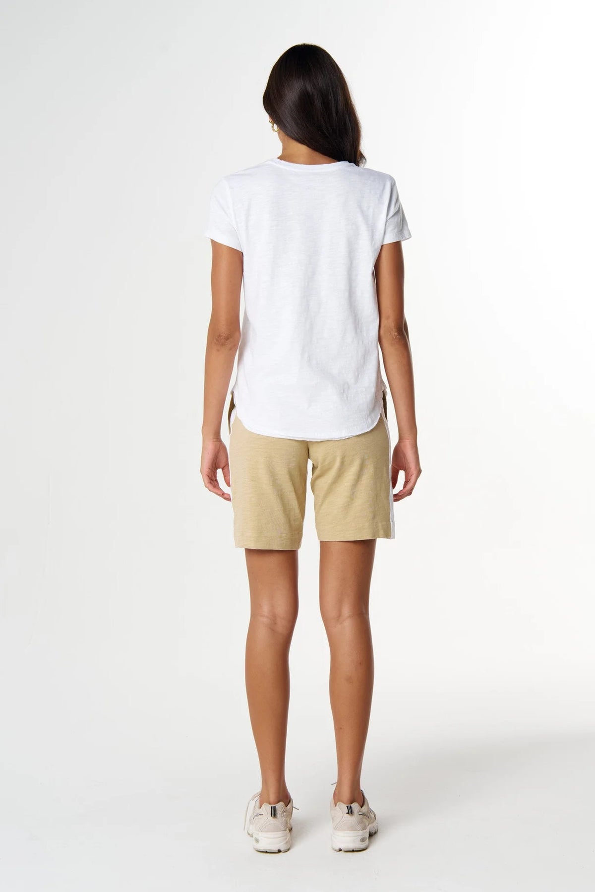 Cotton Shaped Hem Tee - White