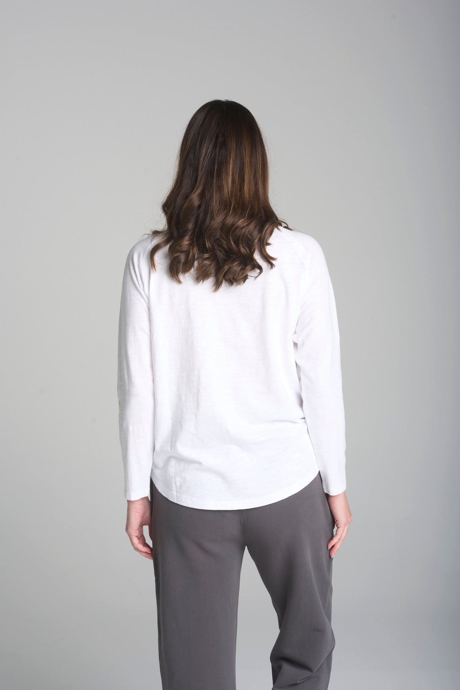 Cross Embroidered Long Sleeve Tee - Coral/Pavement