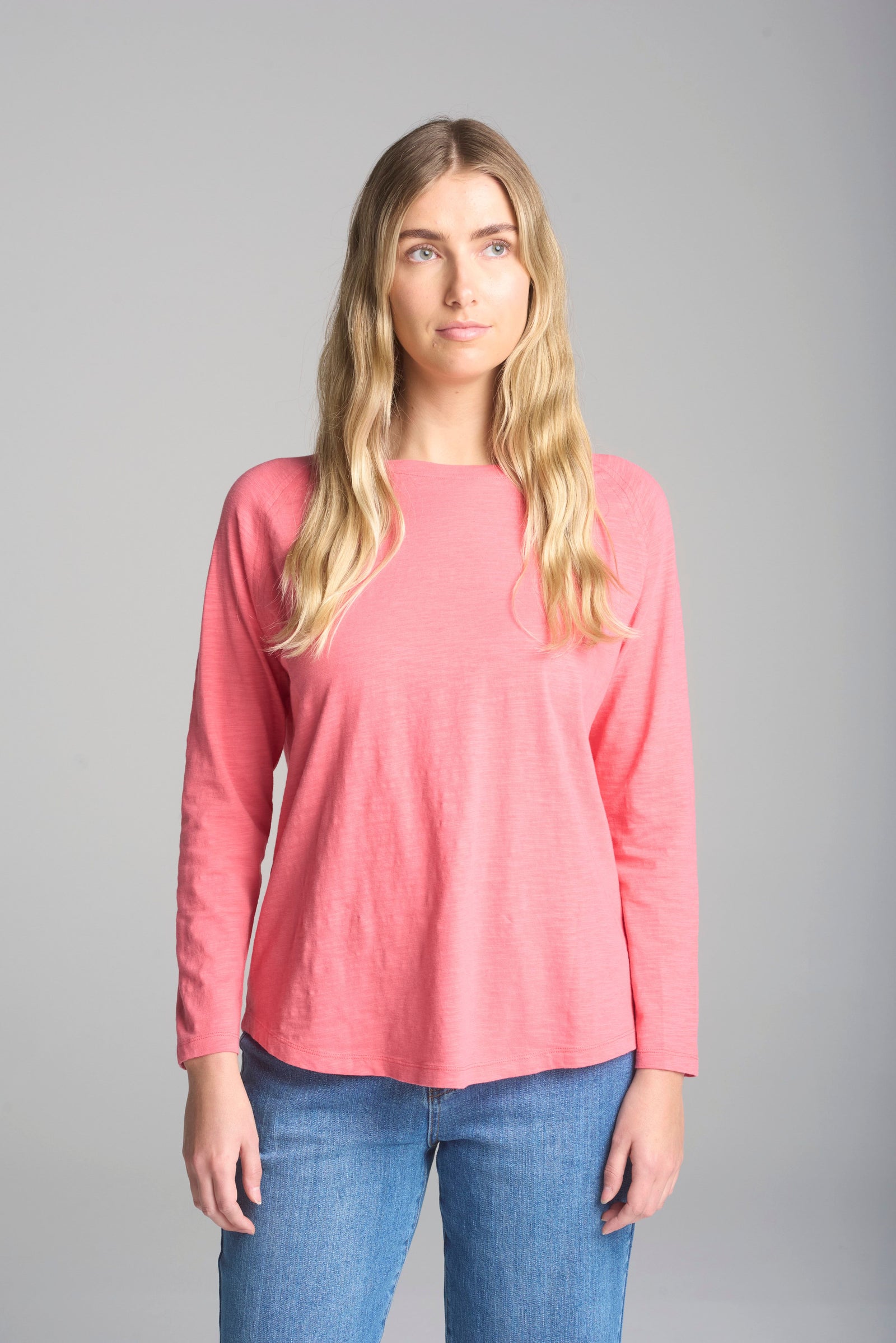 Raglan Long Sleeve Tee - Coral