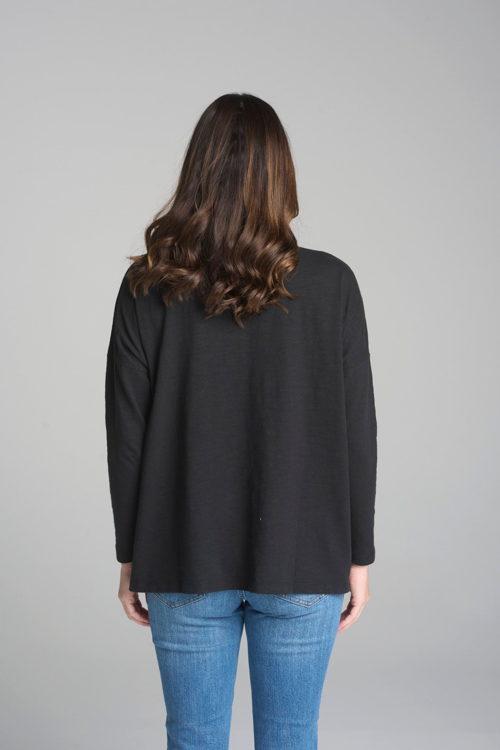 Drop Sleeve Boxy Long Sleeve Tee - Black