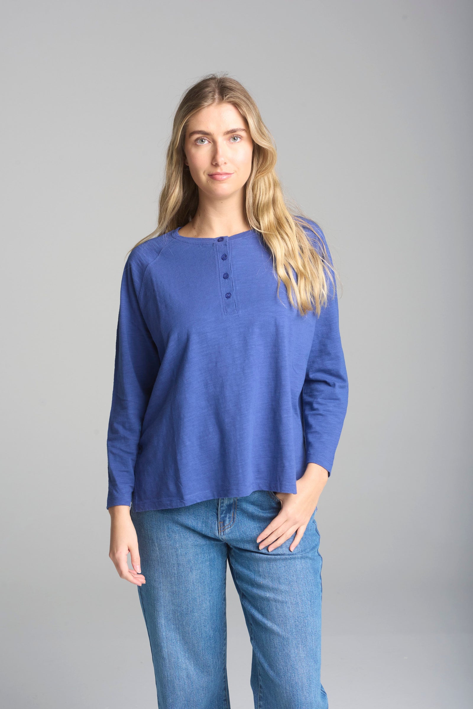 Boxy Henley - Limoges Blue