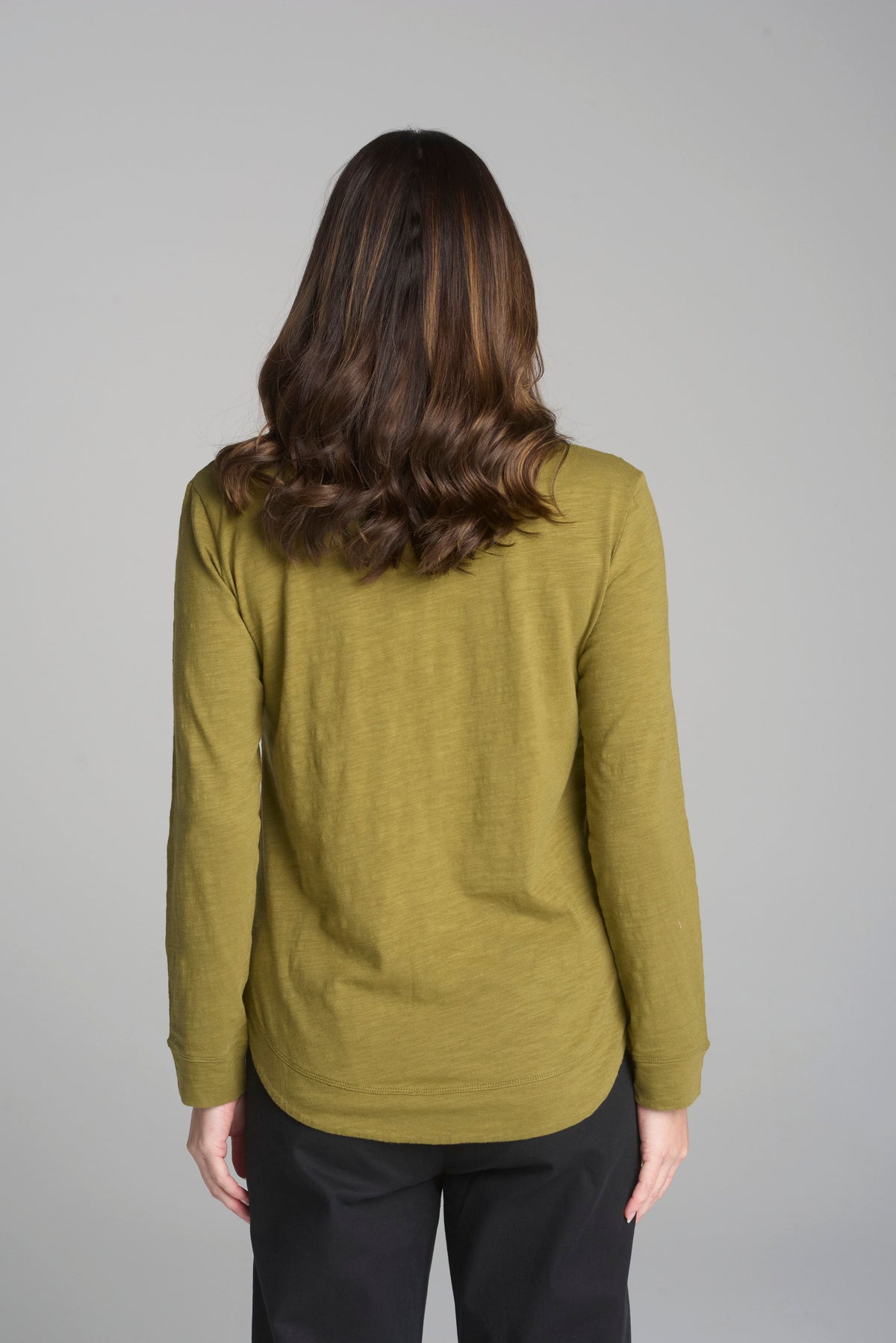 Shaped Hem Tee - Green Moss