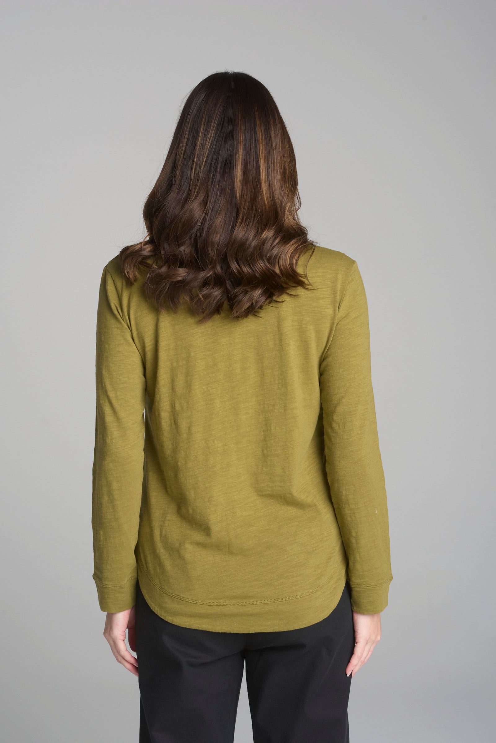 Shaped Hem Tee - Green Moss