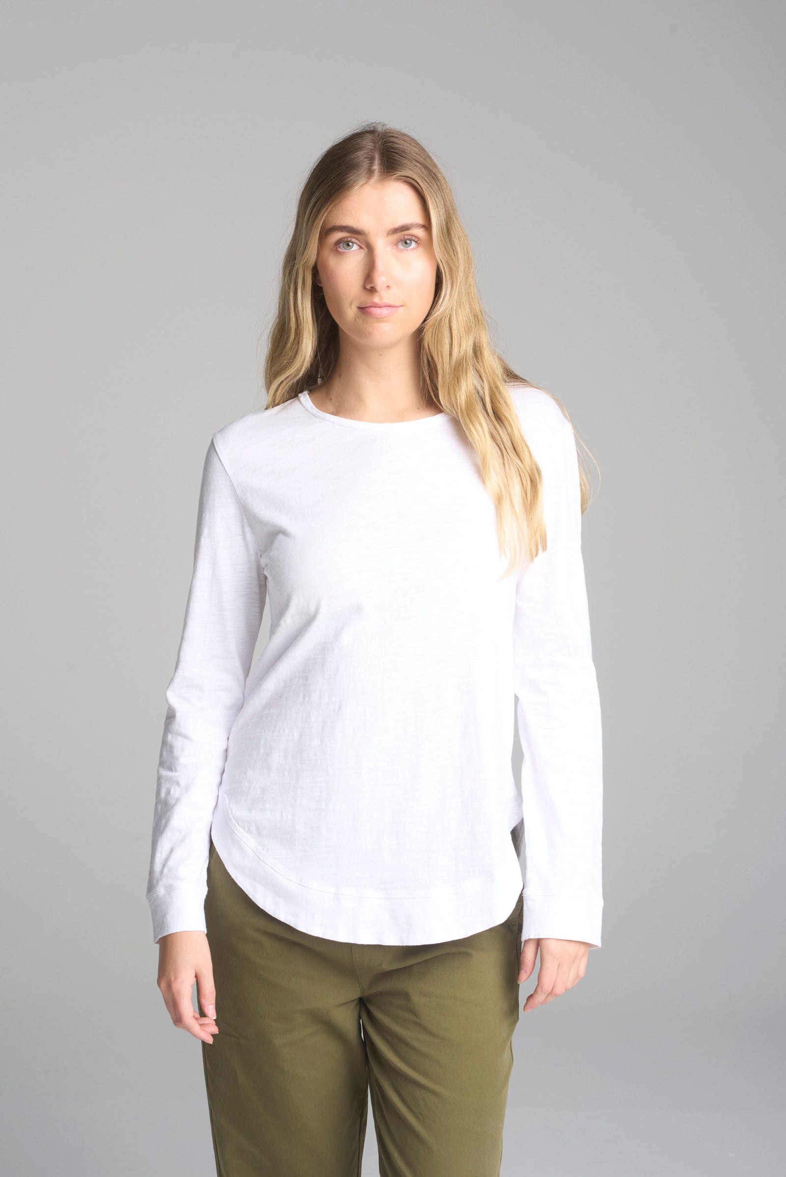 Shaped Hem Tee - White