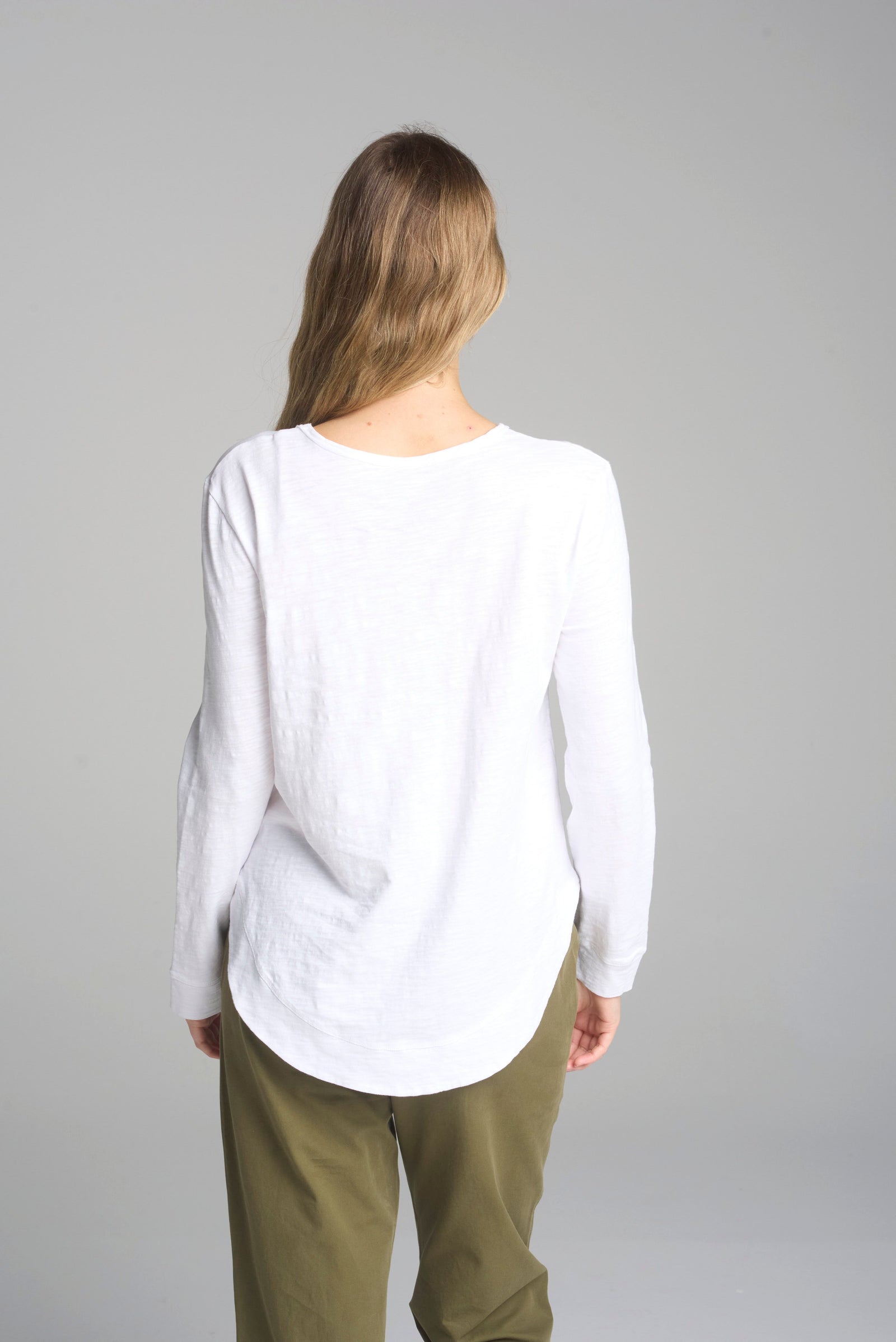 Shaped Hem Tee - White