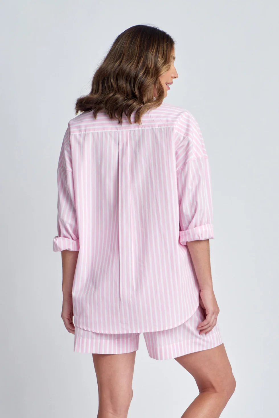 Striped Relaxed Shirt - Pink/White