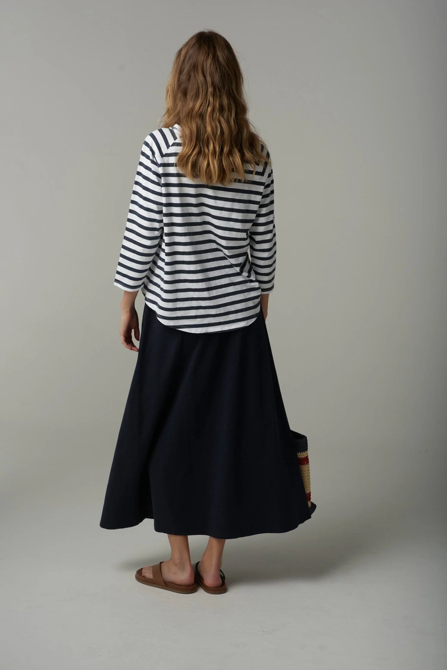 Cotton Slub Maxi Skirt - Parisian Navy