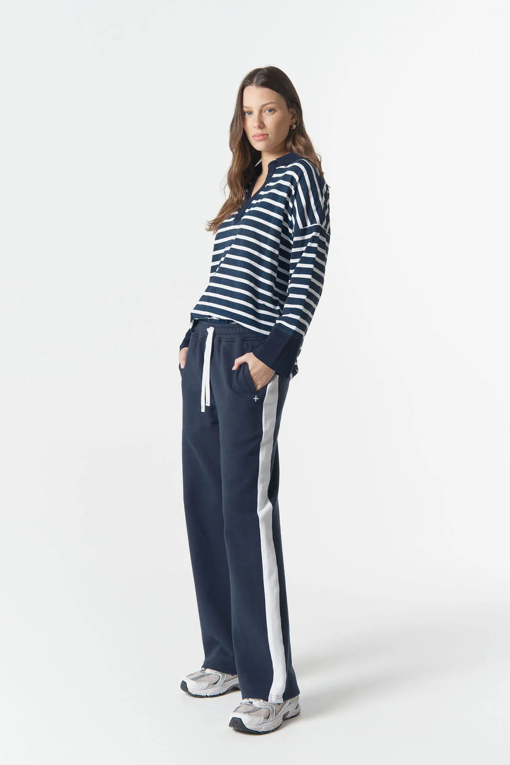 Track Stripe Trackie - Parisian Navy/White