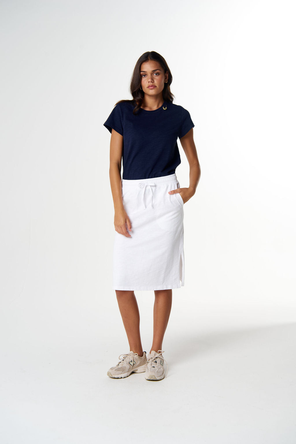 Folk Side Split Skirt - Optical White