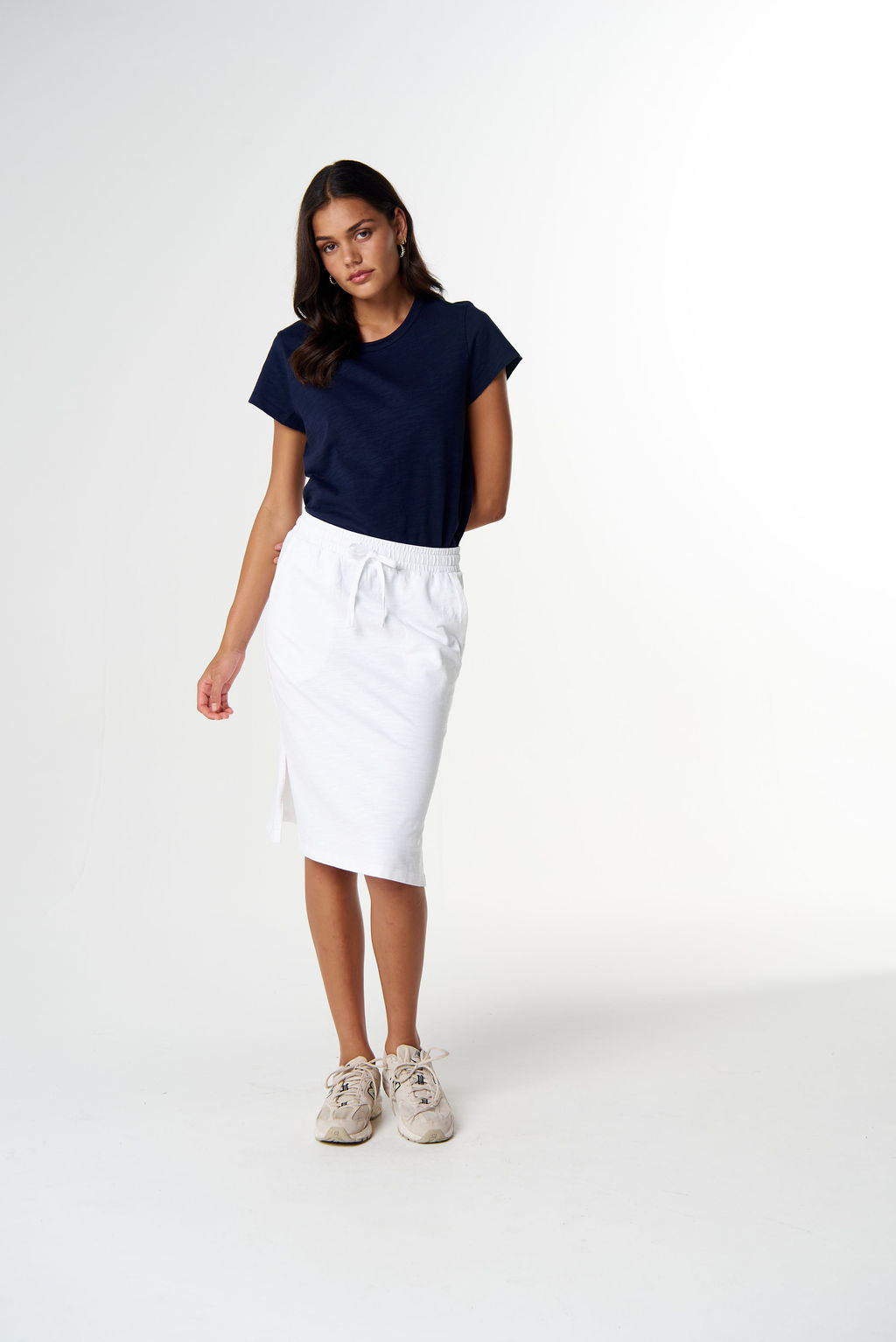 Folk Side Split Skirt - Optical White