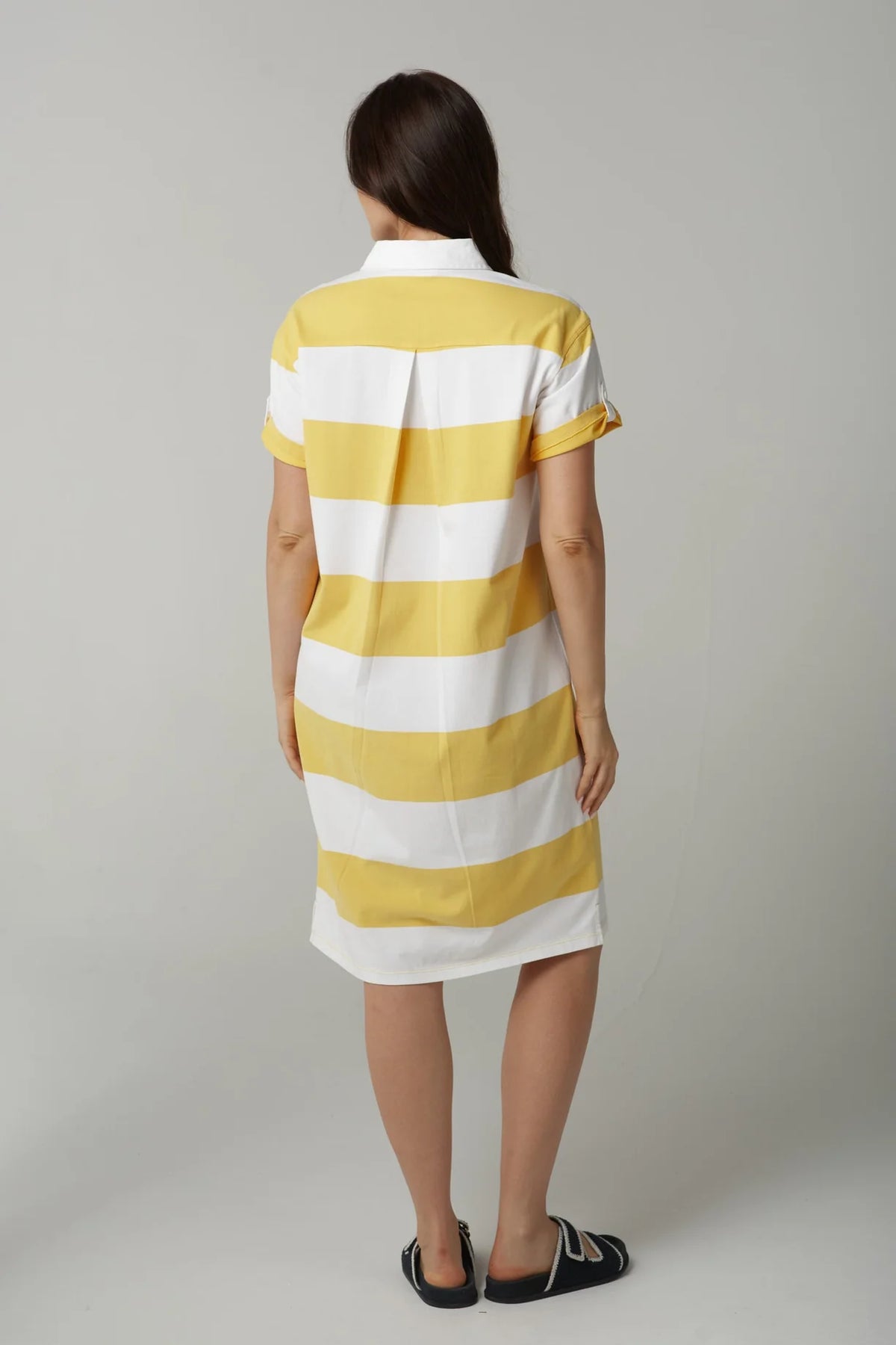 Stripe Rugby Dress - White/Daffodil