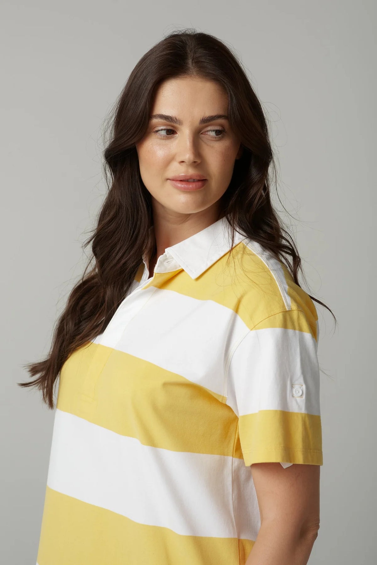 Stripe Rugby Dress - White/Daffodil