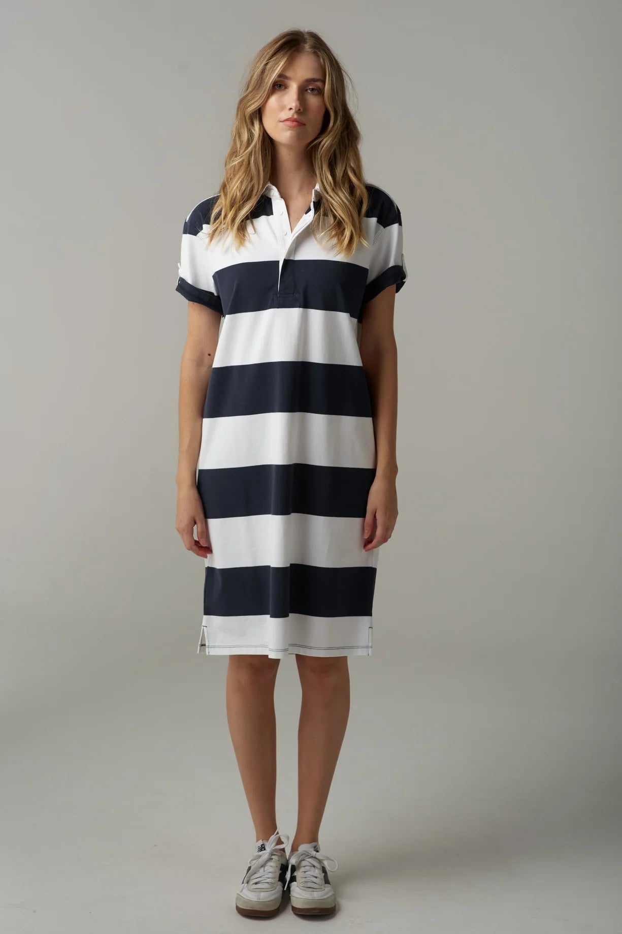 Stripe Rugby Dress - White/Parisian Navy