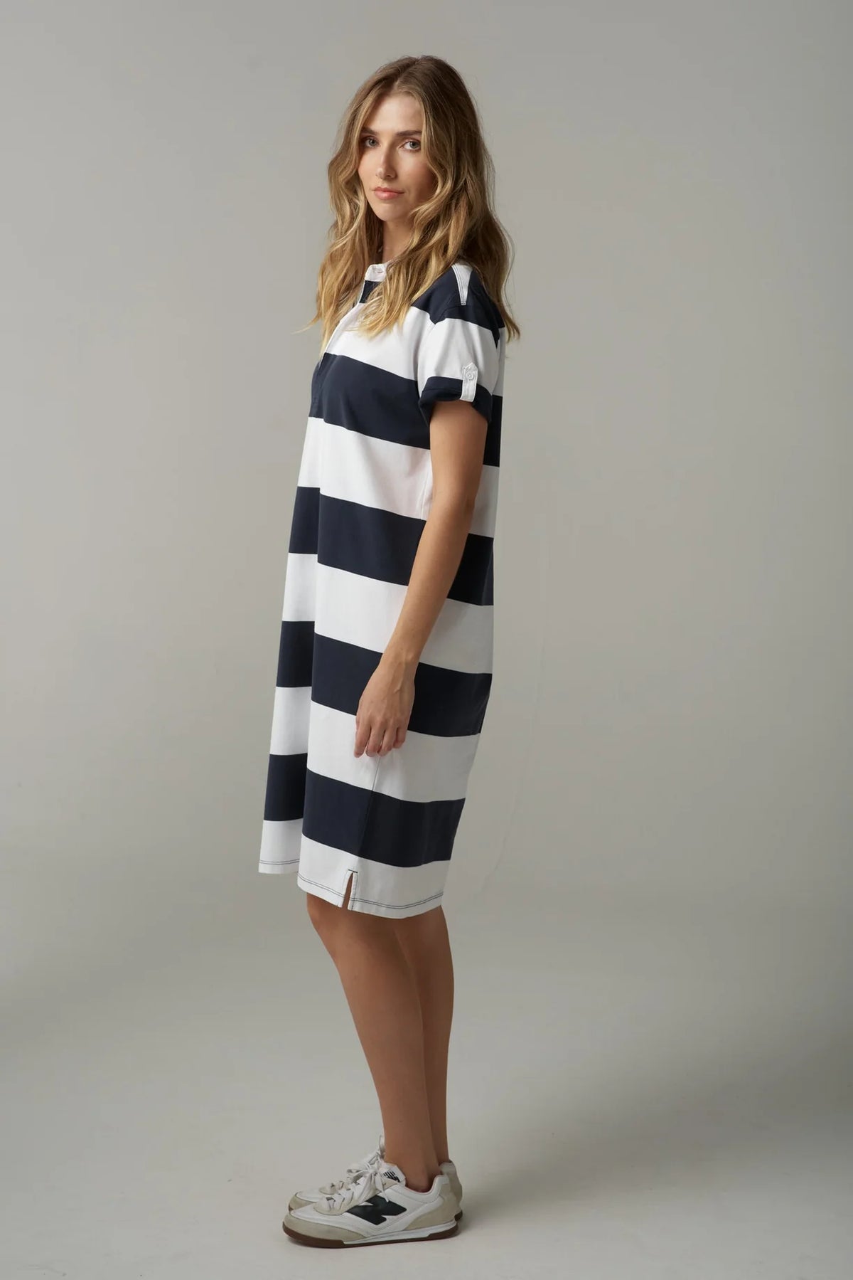 Stripe Rugby Dress - White/Parisian Navy