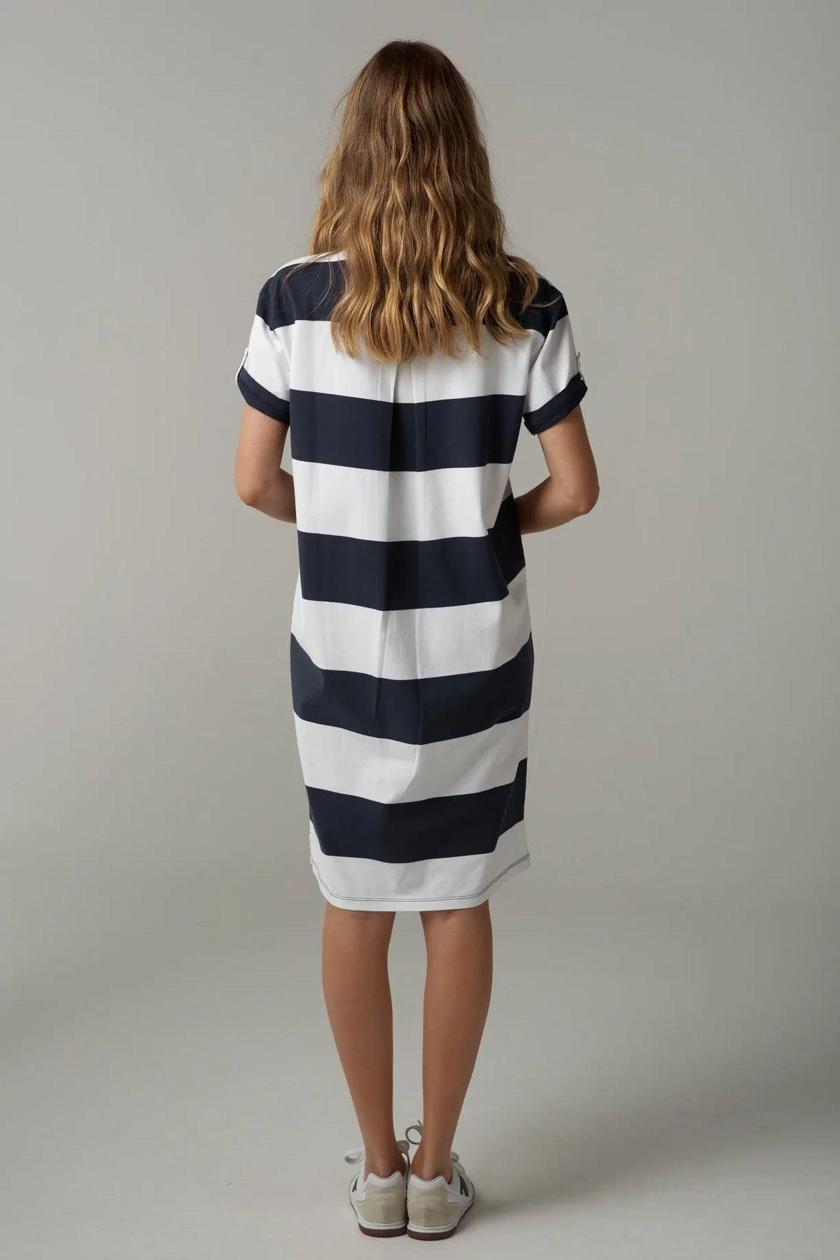 Stripe Rugby Dress - White/Parisian Navy