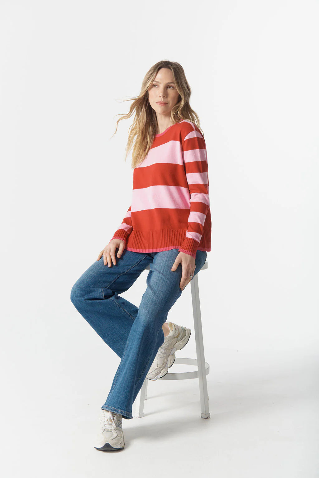 Sierra Contrast Stripe Knit - Flamboyant Stripe